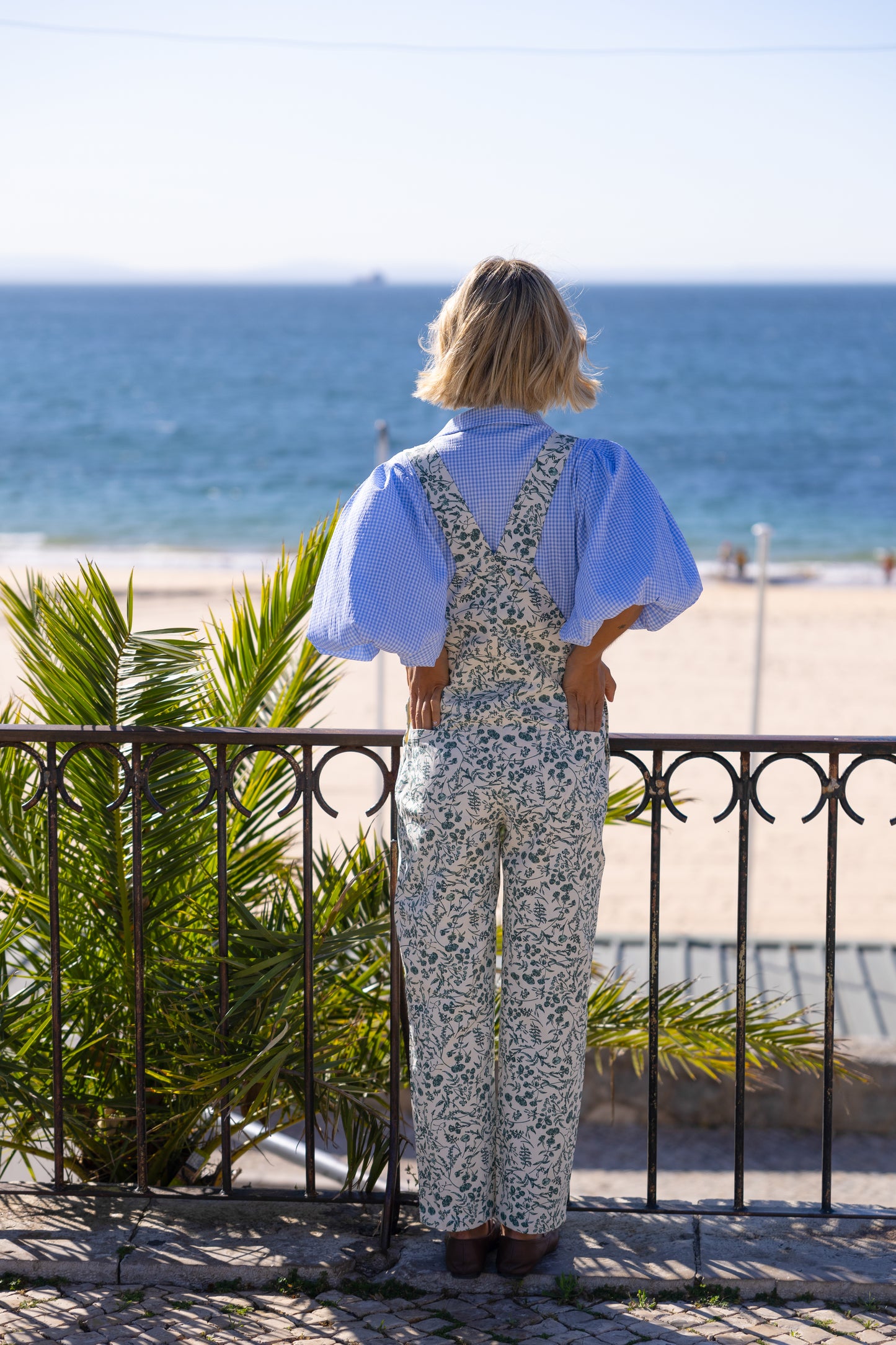 GREEN FLORAL OVERALLS